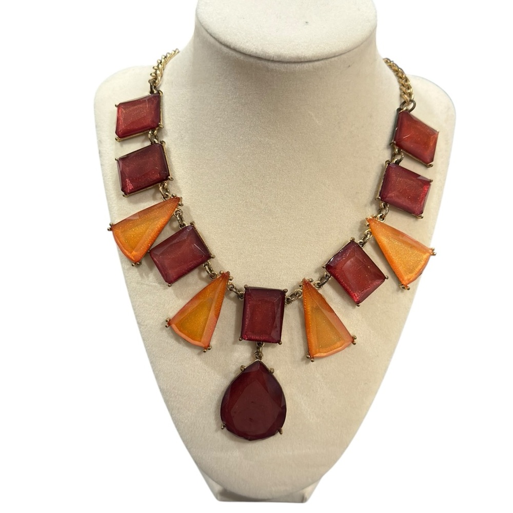 Vintage Maroon and Orange Statement Necklace